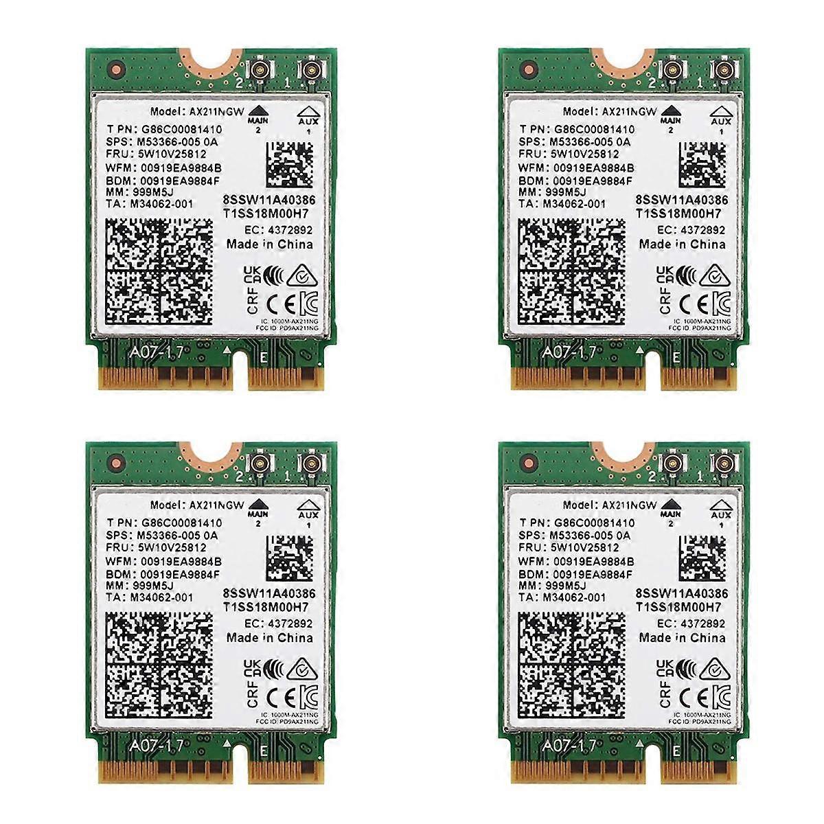 4X AX211NGW WiFi 6E M.2 Key E CNVio2 Dual Band 2.4Ghz/5Ghz Wireless Network Card 802.11Ac Bluetooth