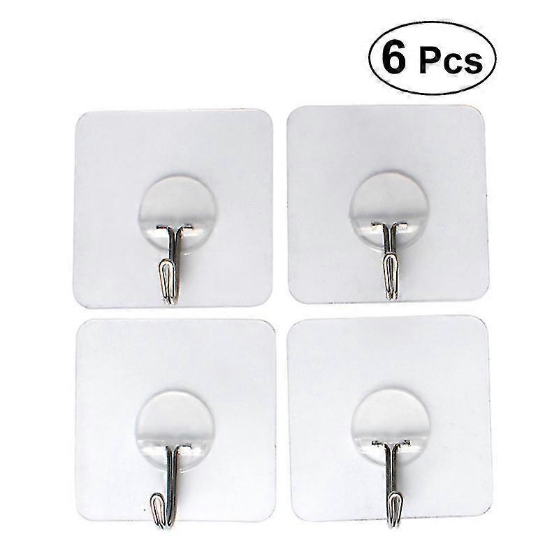 6pcs Strong Adhesive Wall Hook Transparent Hooks Seamless Stick Hook Kitchen Wall Hanger