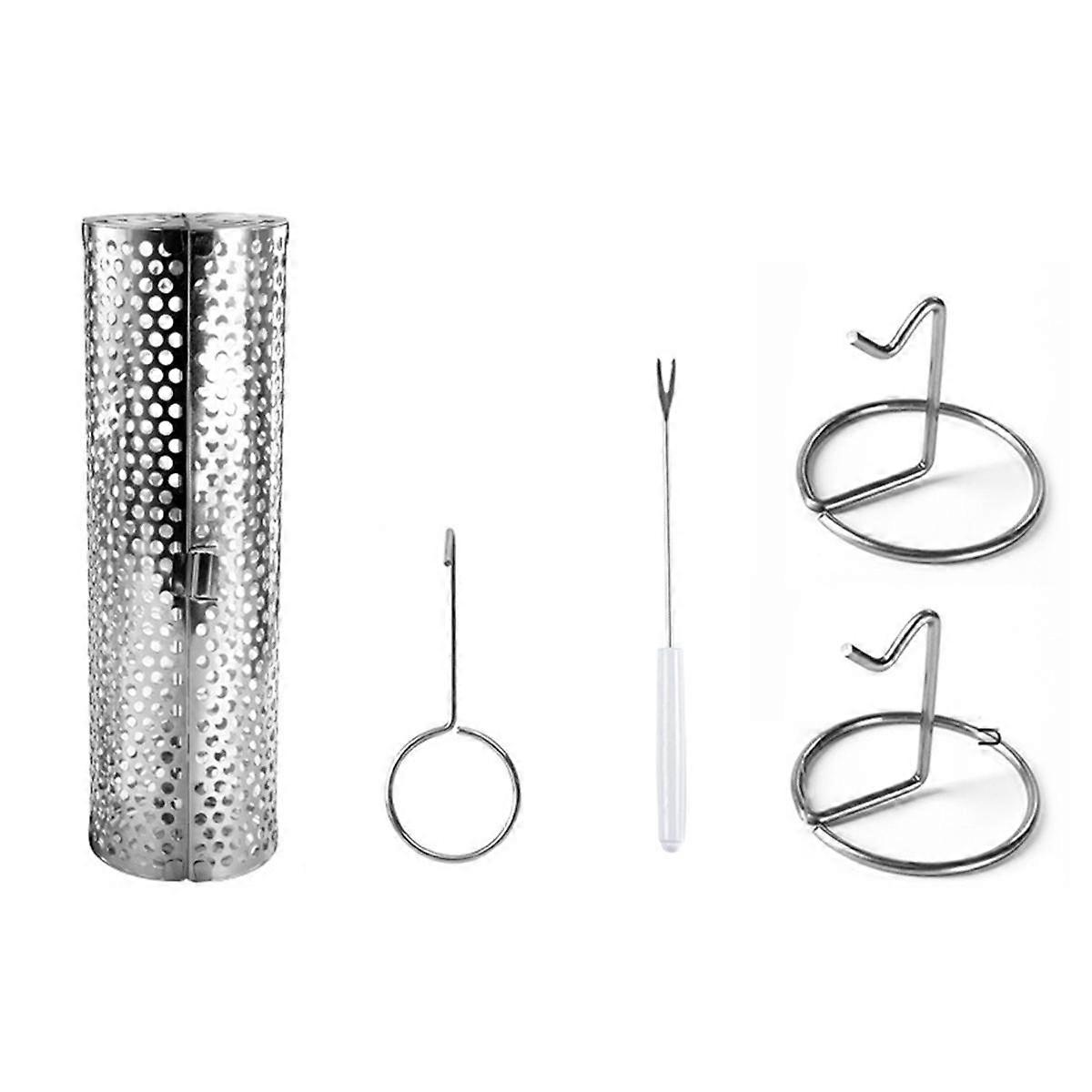 Barbecue Rolling Grill Basket BBQ Net Tube Grill Basket Grid Open BBQ Grill for Travel Camping Picnic BBQ Accessories-A