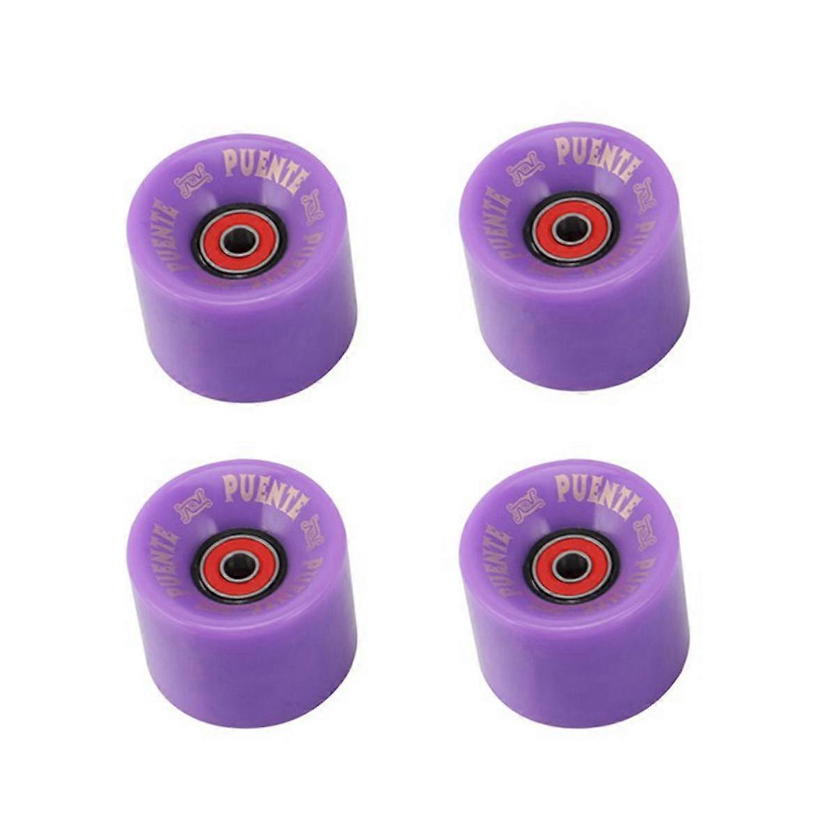 PUENTE 4Pcs Cruiser Skateboard Wheels PU Wheels Long Board Cruiser Wheels with ABCE-9 Bearings,Purp