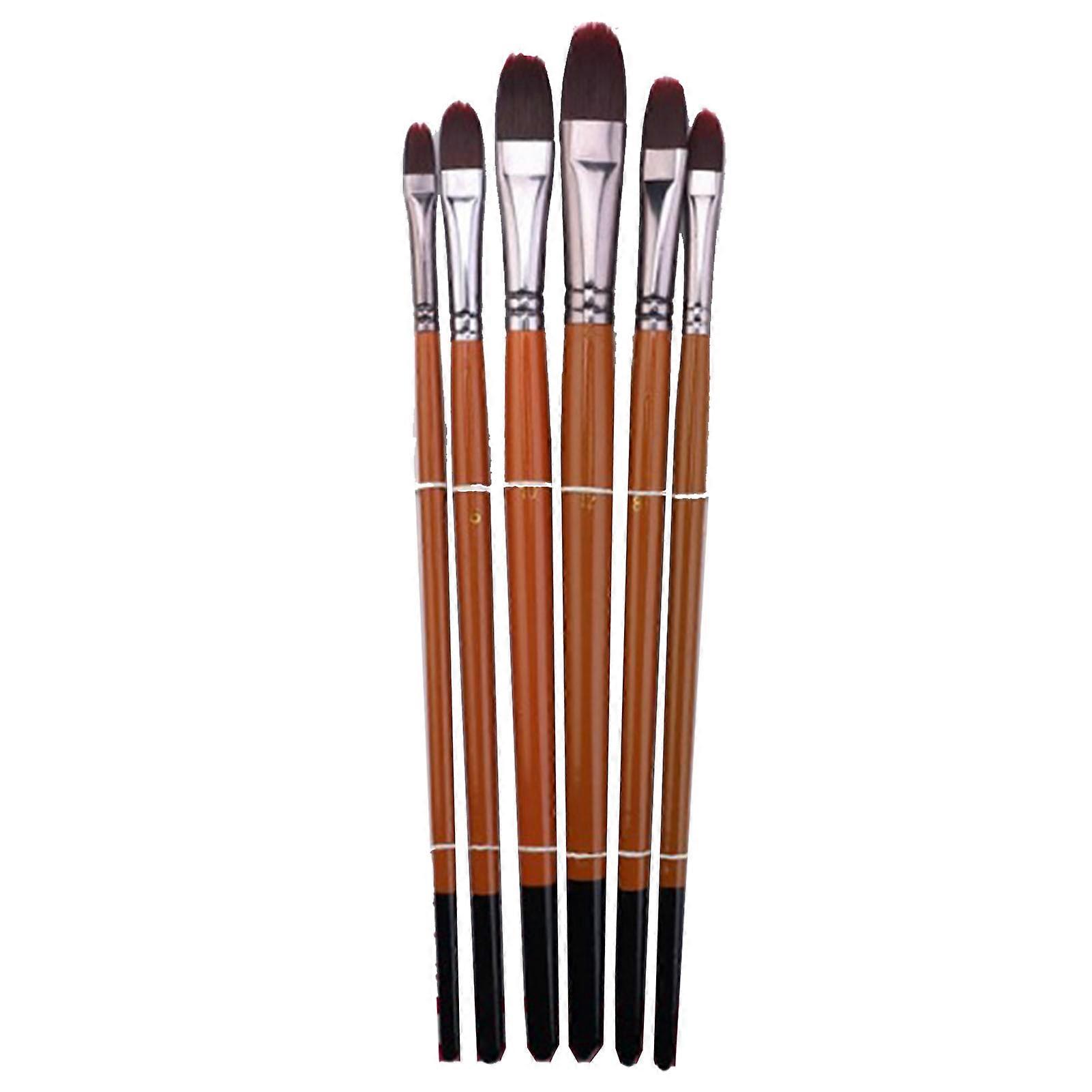6pcs Paint Brush Set Durability Nylon Oil Paint Brush Set with Ergonomic Handle for Portrait Illustration