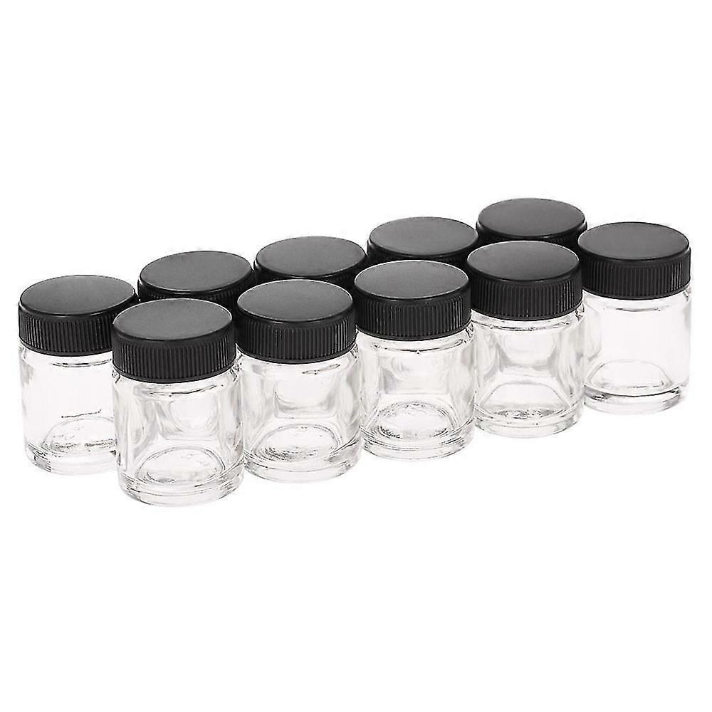 10pcs Airbrush Glass & Pp Bottles 3/4oz 22cc Air Brush Bottle Jars With Plastic Lid Using On Airbrushes