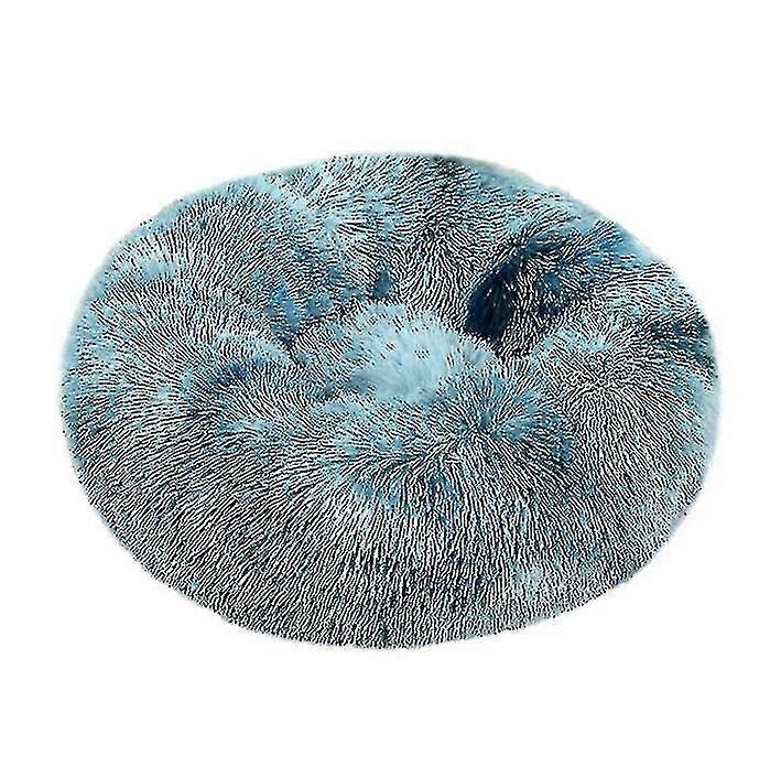 Super Soft Peacock Blue Round Dog Bed 80cm