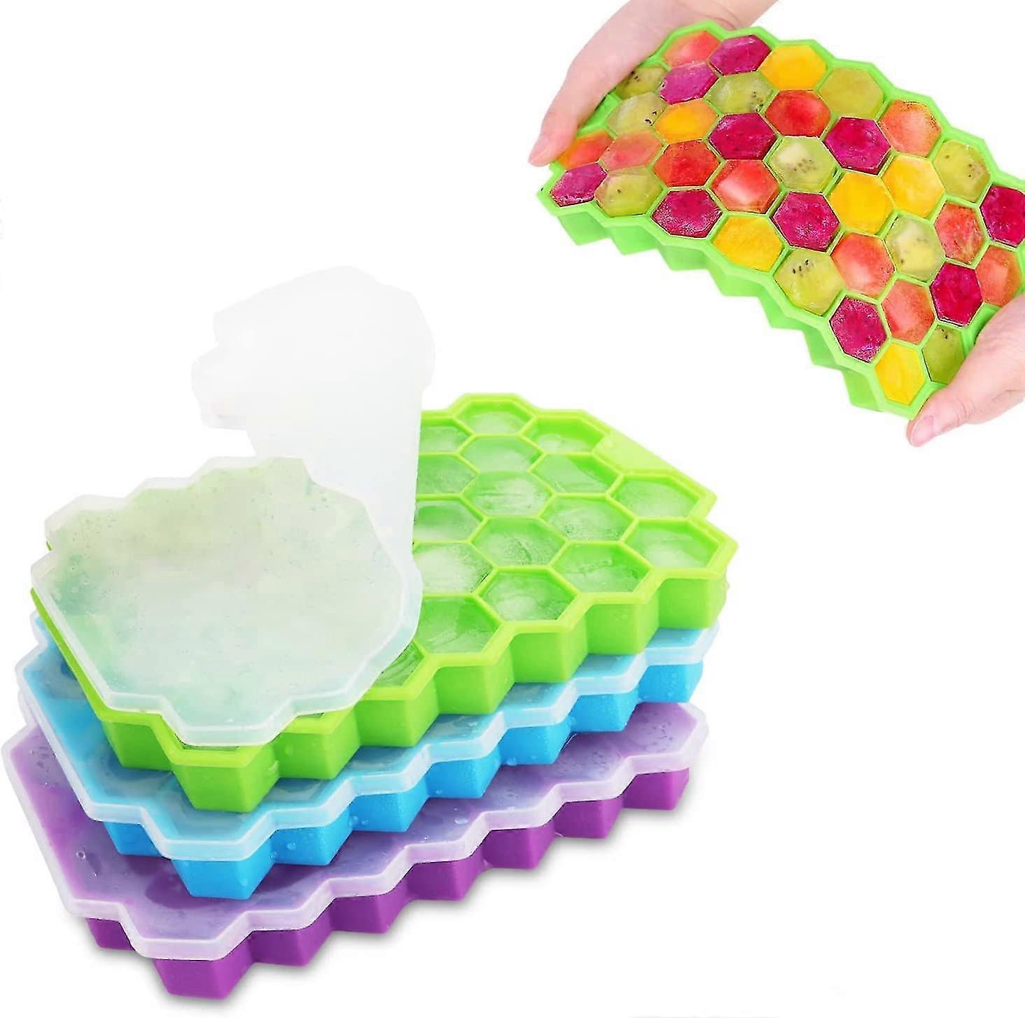 Pcs Silicone Ice Cube Tray With Lid 111 Block Ice Cube Mold, Whiskey Ice Cubes Easy Release For Baby Food, Beer, Fruit Ice Cubes, Lfgb Certified And B