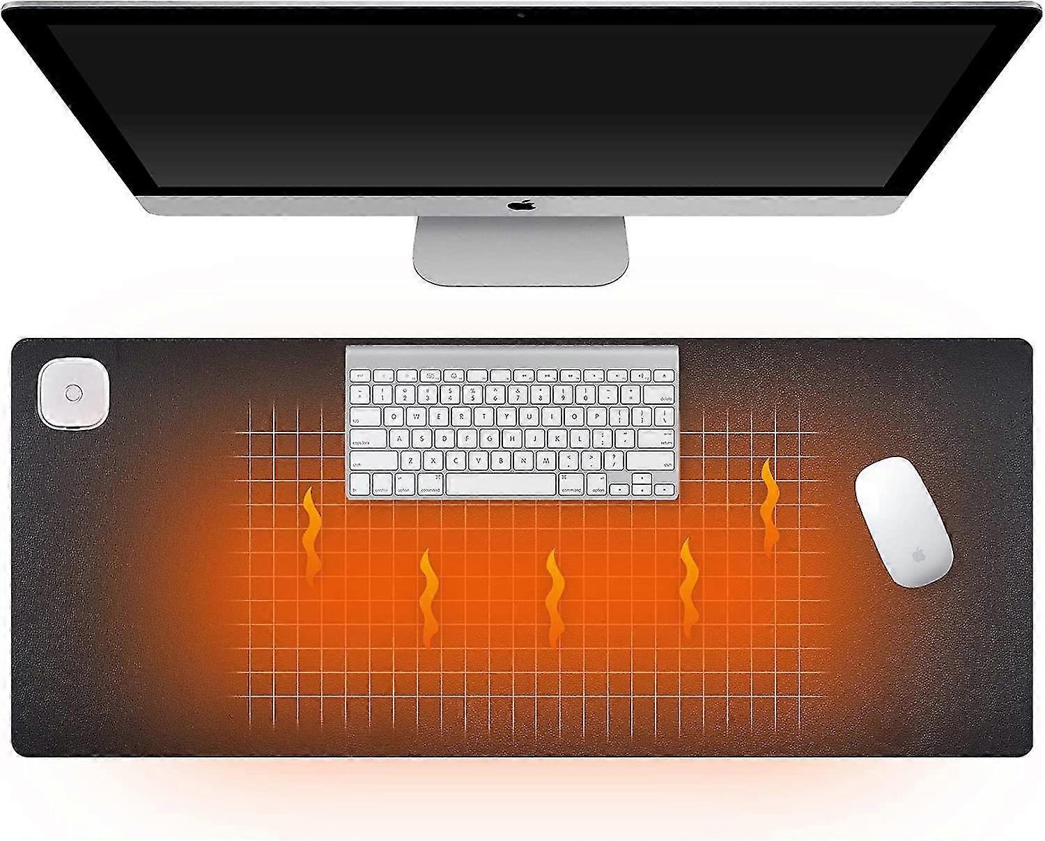 Warm Desk Pad, Pu Large Heated Keyboard Pad, Office Hand Warmer Desk Mat, 3 Speeds Touch Heated Control, 31 "x 13" Gaming Mouse Pad, Winter Office Des