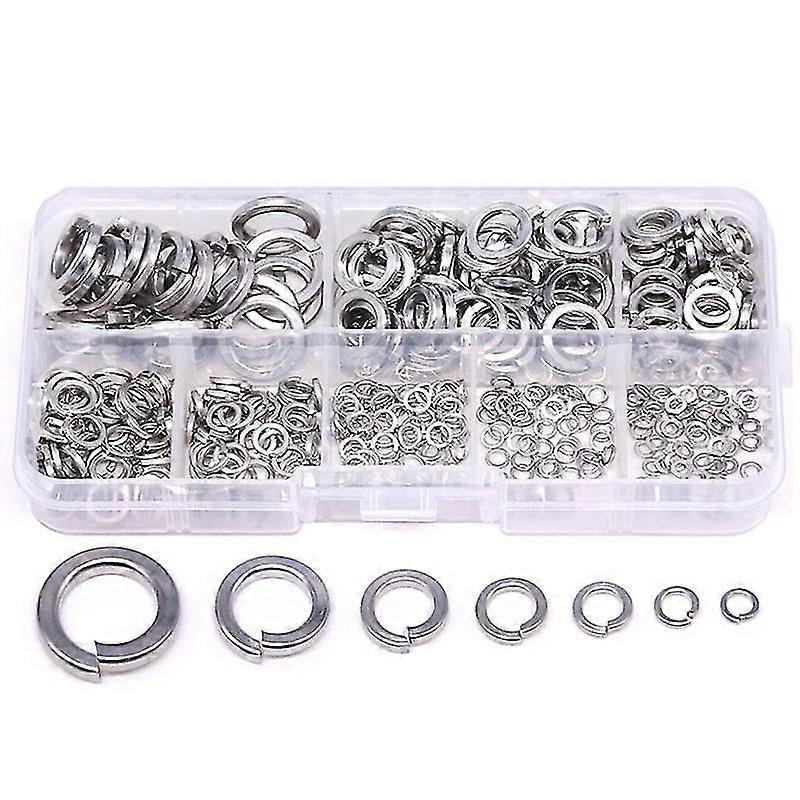 Spring Lock Washer,304 Stainless Steel Spring Lock Washer Assortment Set (410-pcs,8-size)