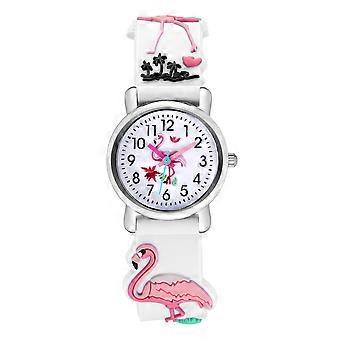 3D Flamingo Mädchen Kinderuhr, Uhr für Mädchen, Weiß