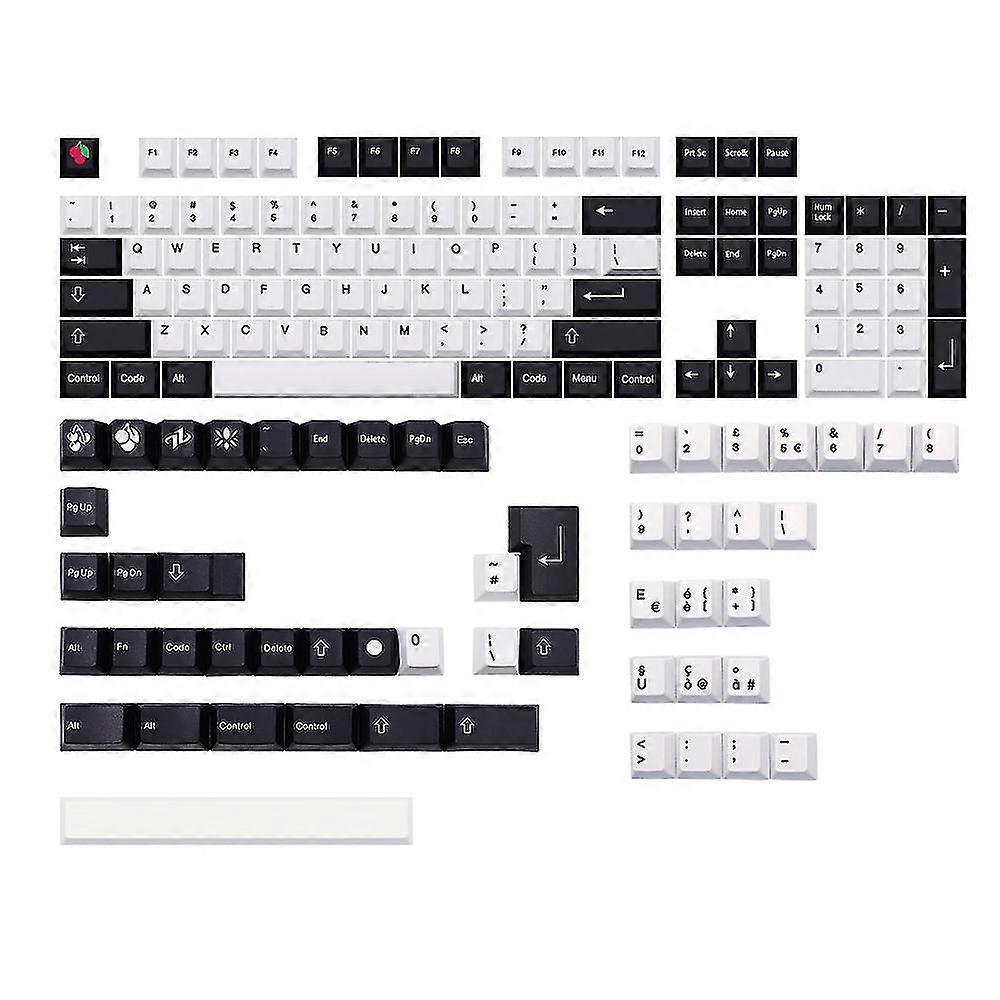 Italian For Iso Black White Pbt Dye Subb Keycap Cherry Profile Keycaps For Qwertz Azerty Mx Keyboar