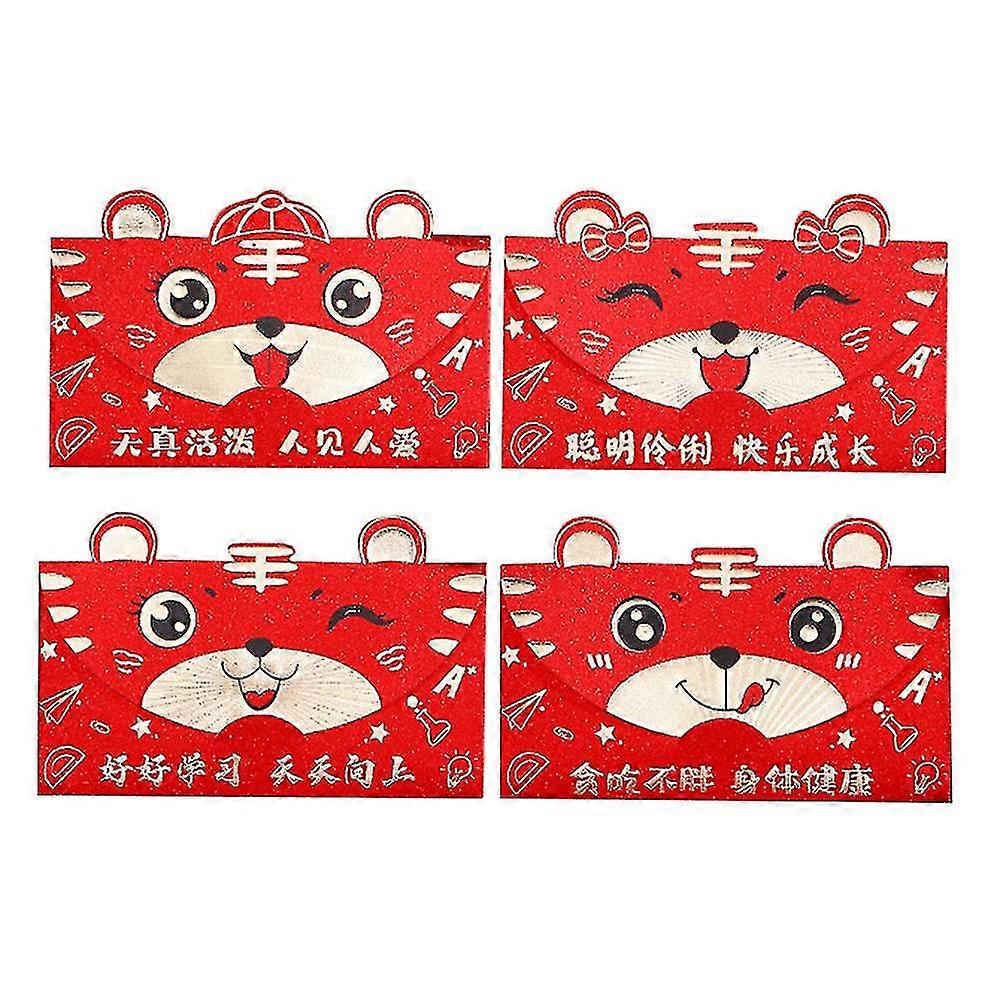 4 Pcs Chinese Red Envelopes Compatible With Lunar New Year 2022 Year, C