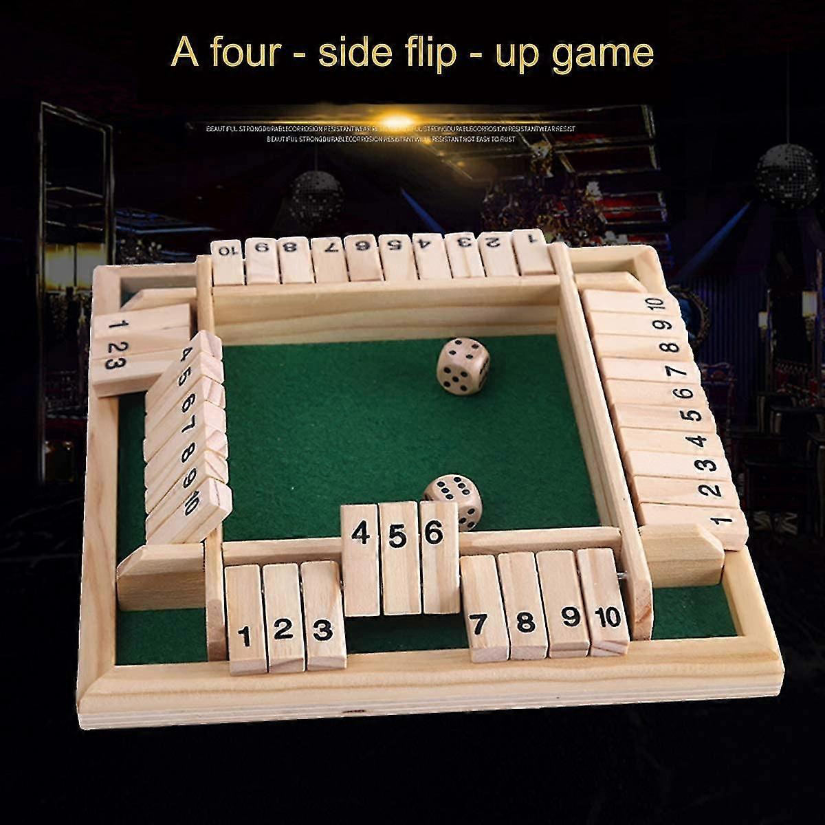 Deluxe 4 Player Shut The Box Wooden Table Game Classic Dice Board Toy