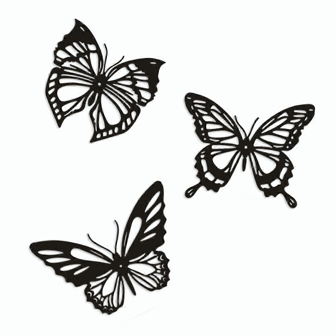 3 Pcs Metal Butterfly Wall Decor Black Wall Art