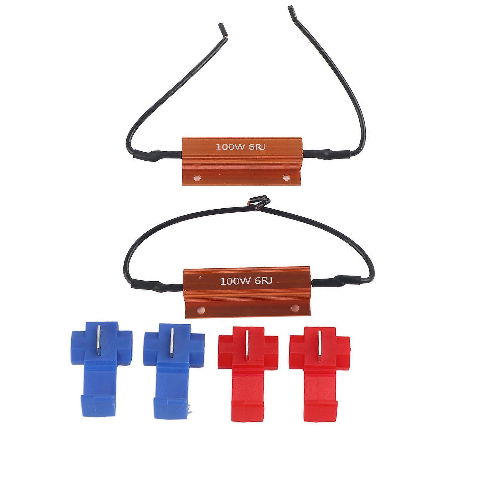 2Pcs 100W6RJ Short Circuit Load Resistor LED Turn Signal Decoding Resistance for Instrument Fog Lamp