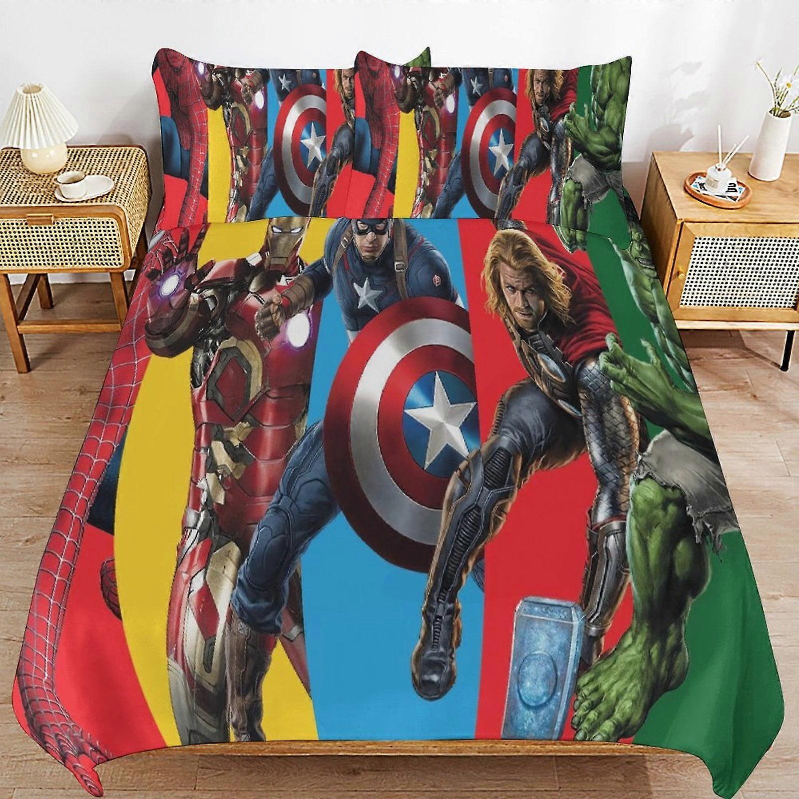 v390 ملاءات سرير مفروشات كوميدي سبايدرمان سيتي فريق 3 قطع بحجم كامل / كوين - لحاف من الألياف الدقيقة قابلة للانعكاس مع 2 غطاء سرير خفيف الوزن ناعم