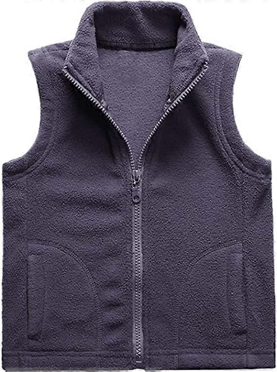 MIMIGO Boys Fleece Vest 100% Polyester Light Weight Zipper Pocket Solid Color Warm Coat GRAY