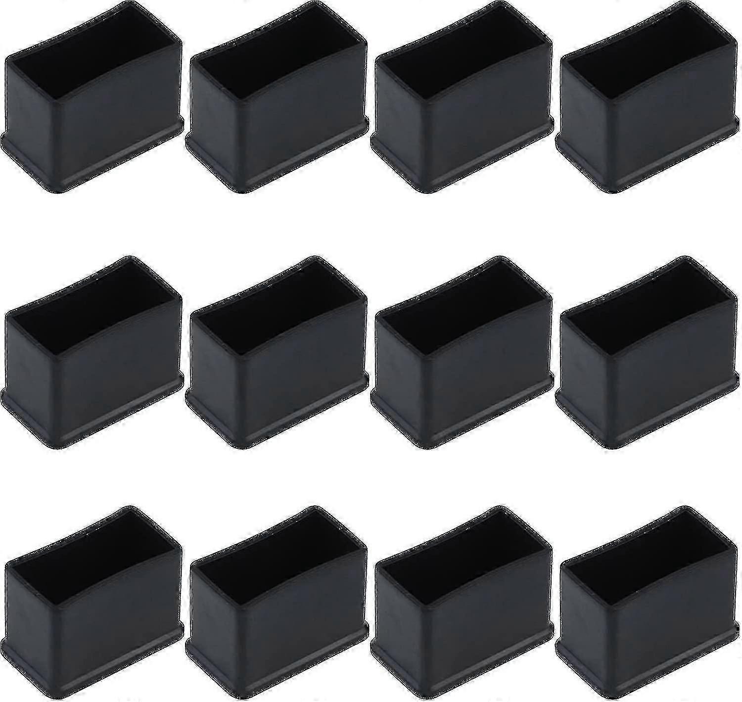 12 Pack 15 X 30 Mm Black Rectangular Rubber Felt Table Or Chair Leg Protector Caps YVE