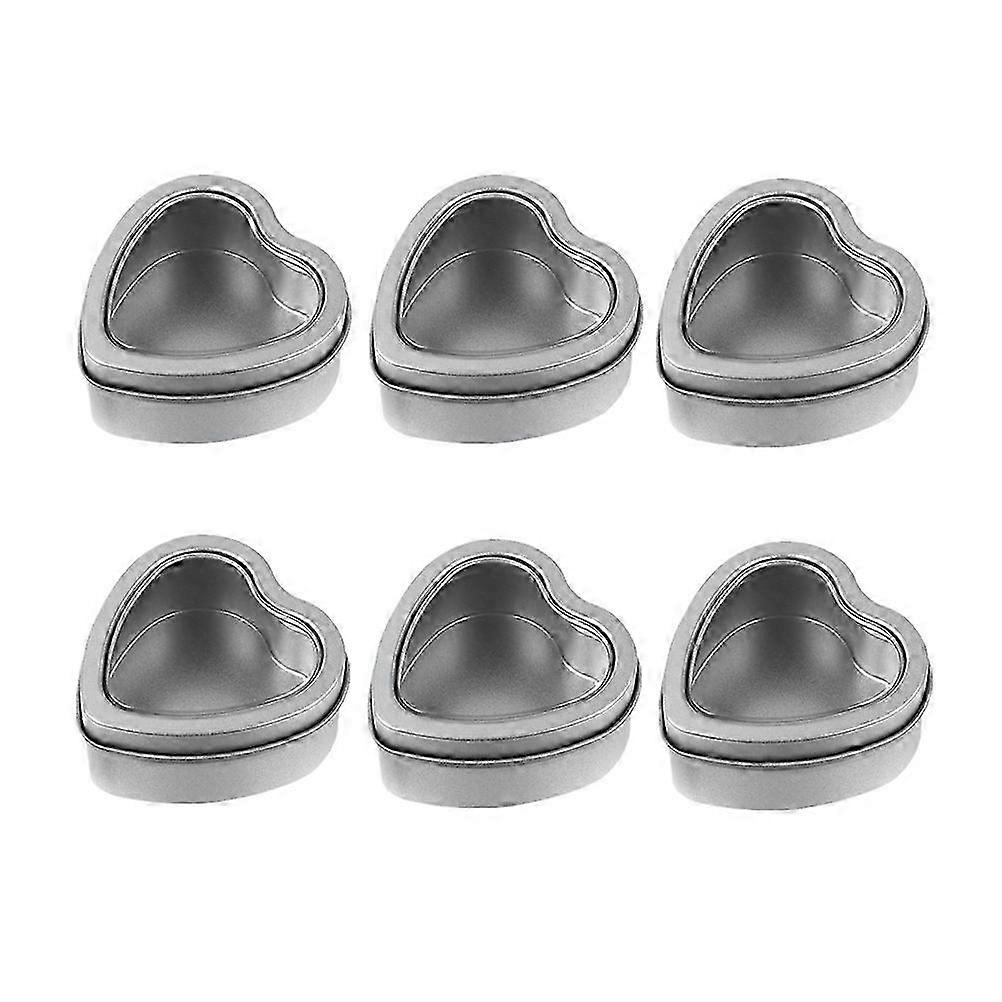 6pcs Cookie Boxes Display Storage Boxes Heart Candy Boxes with Window (Silver)