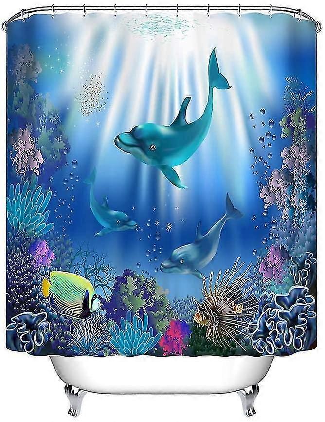 Dolphins Shower Curtain With Hooks