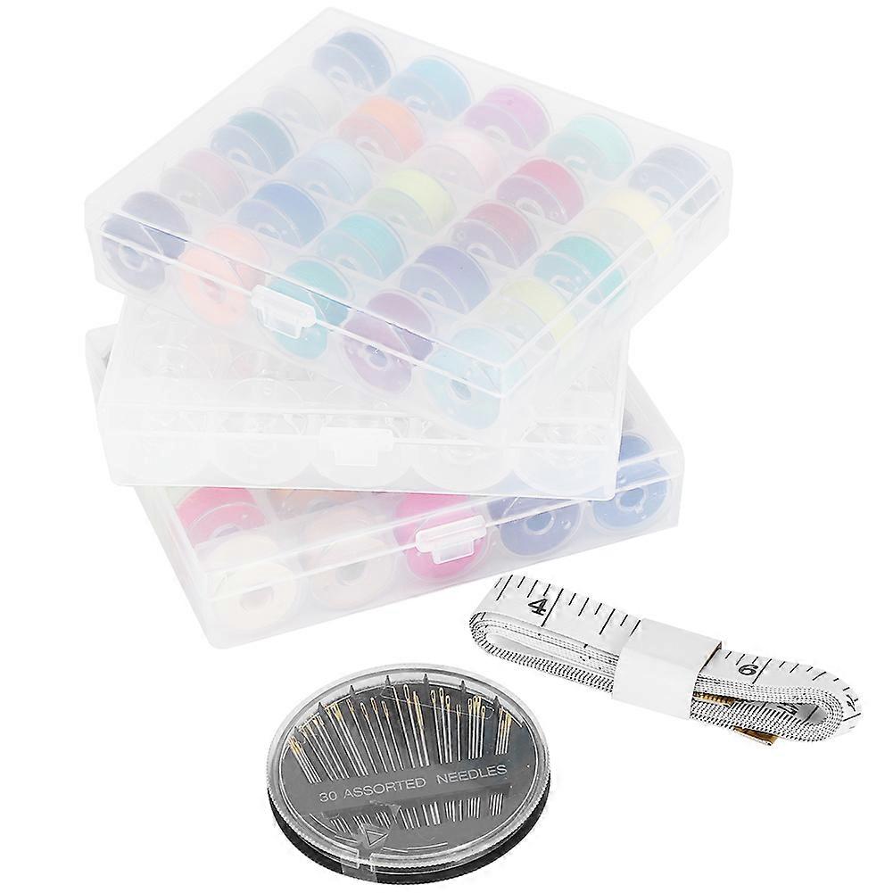 Bobbin Set Thread Caixa Transparente Sortida Cor PreWound Costura Bobbin Bordado Fita Agulha