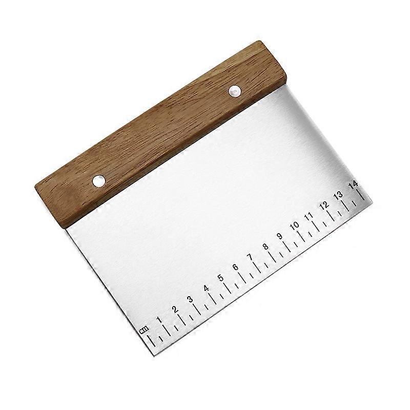 Multipurpose stainless steel scraper, graduated baking scraper, cake spatula, wood handle flour cutting