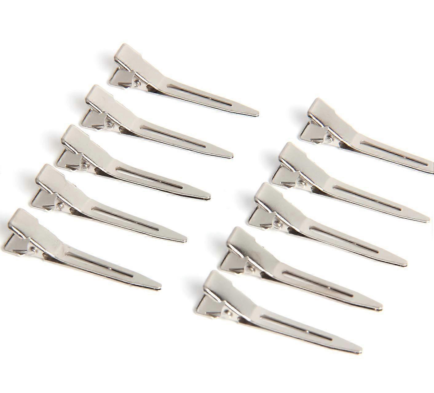 Prong Pin Curl Duckbill Clips - Silver Setting Section Hair Clips for Hair Extensions