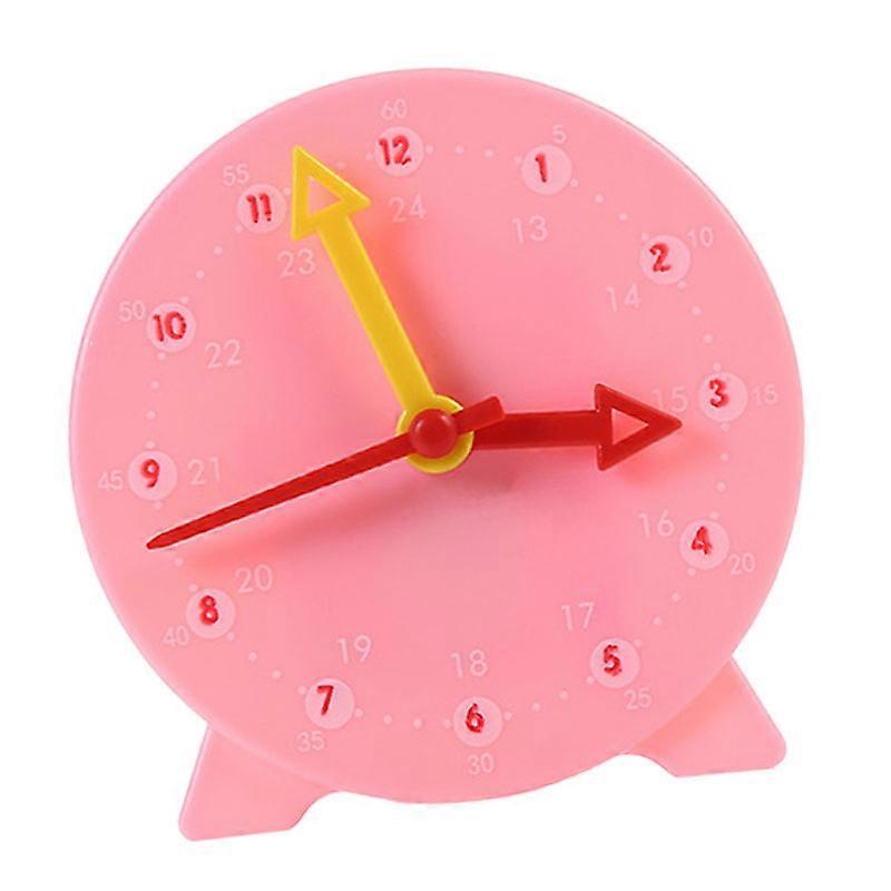 Clock Teaching Aid Learning Model Toy Students Kids Cognitive Time Tool 3 Pointer Linkage 24 Hour System 10cm Pink