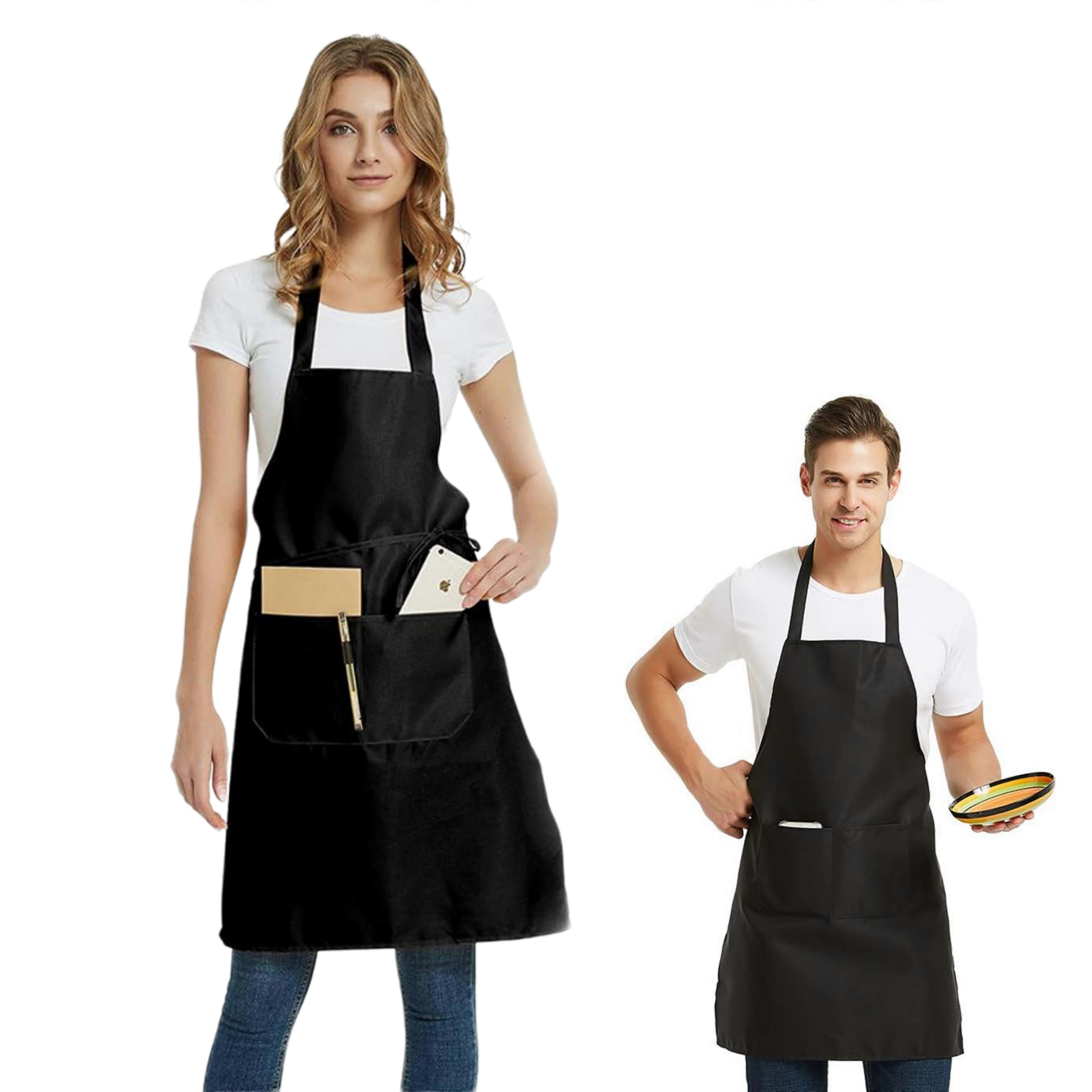 Adjustable Bib Aprons, Waterdrop Resistant Apron With 2 Pockets Cooking