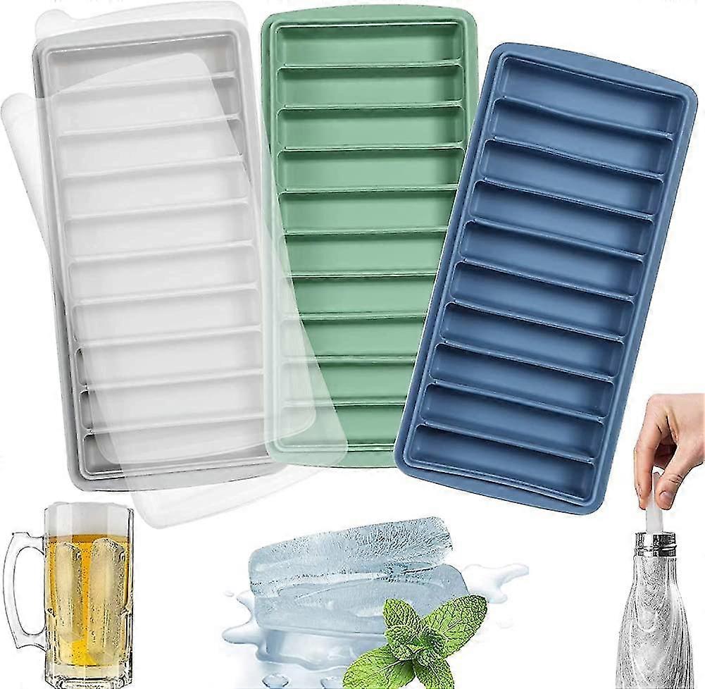 3 Pack Ice Cube Tray, Easy Release Reusable Ice Cube, Silicone, With No-spill
