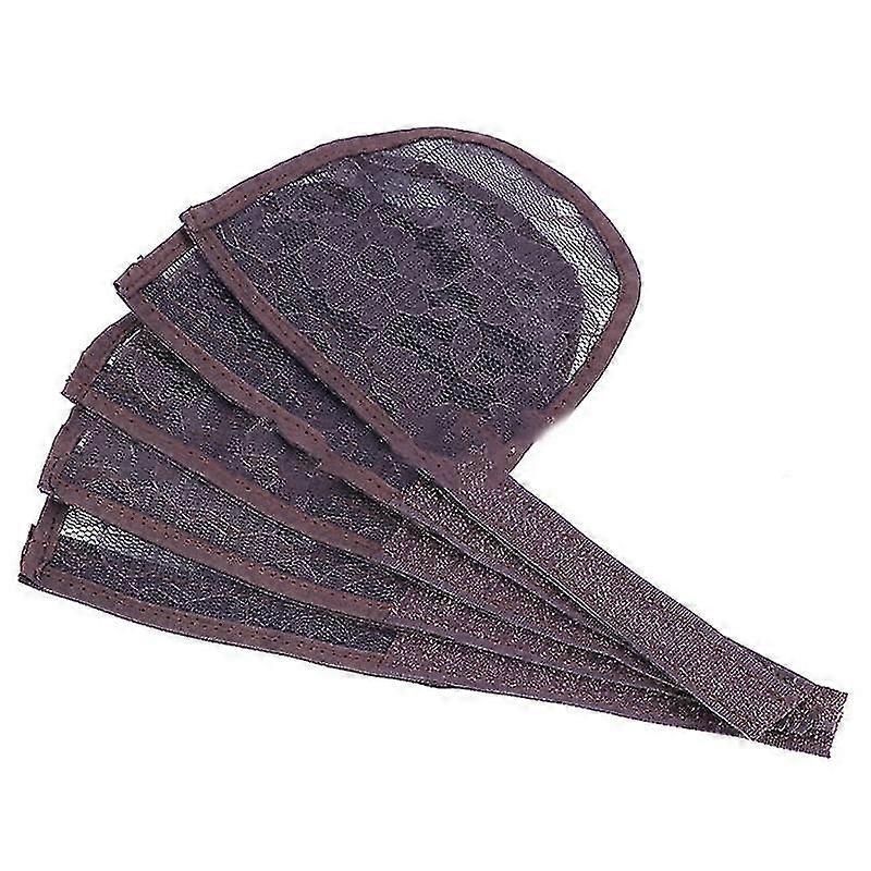 5pcs Lace Net For Making Ponytail Wig Caps Guleless Hairnet Adjustable Strap