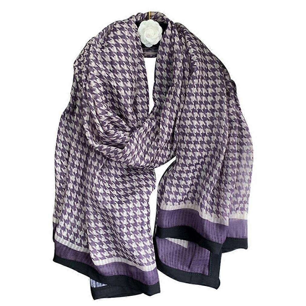 Houndstooth Cachecol Moda Vintage Xale Pescoço Longo Envoltório para Senhora