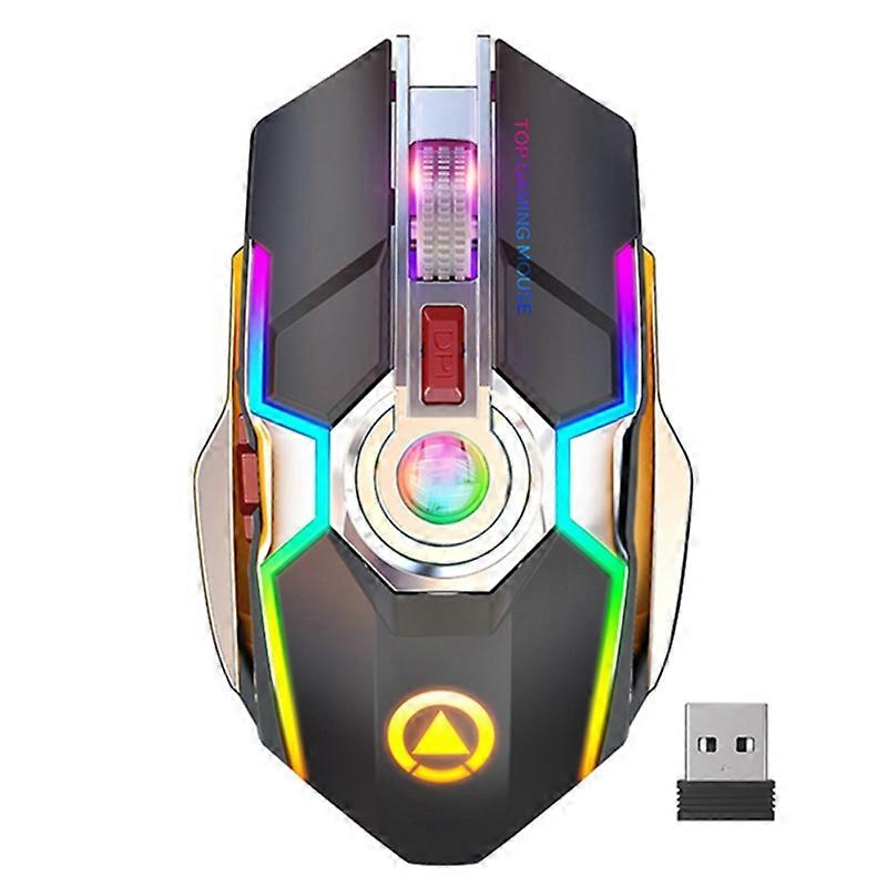 YINDIAO Wireless Gaming Mouse Rechargeable Gaming Mouse Silent Ergonomic 7 Keys RGB Backlit 1600 DP