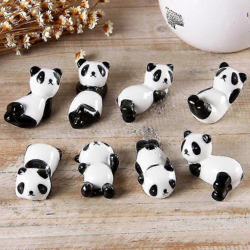 8stk/parti Super Sød Sort Og Hvid Keramisk Panda Spisepinde Stand Rest Rack Porcelæn Ske Gaffel KnivHolderStativ