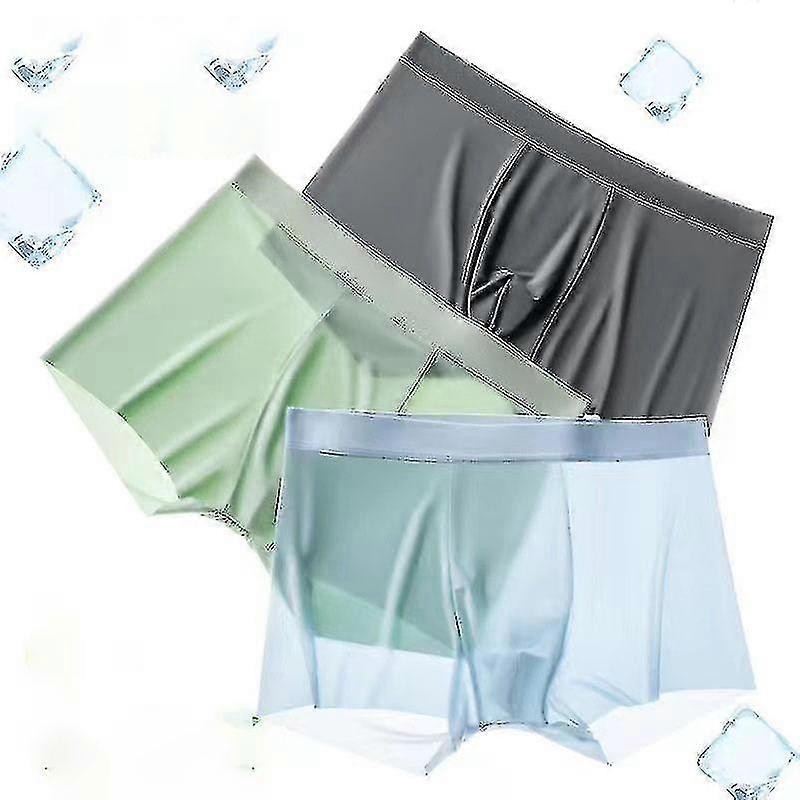 3pcs Ice Silk 5a Antibacterial Mulberry Silk Men's Underwear, Cold Summer(l)