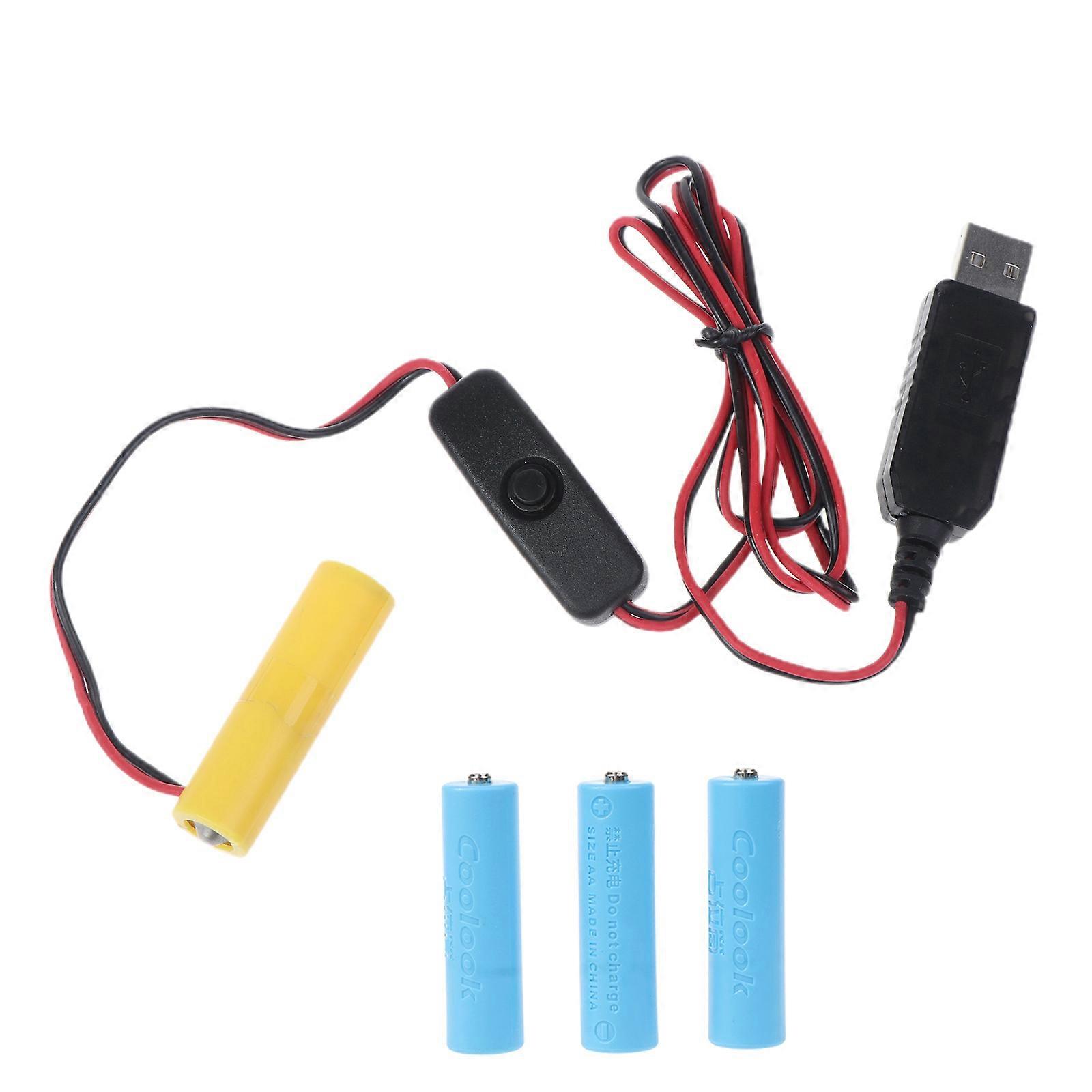 USB to 6V 4AA Battery Eliminator with Switch Replace 4 AA LR6 AM3 Battery