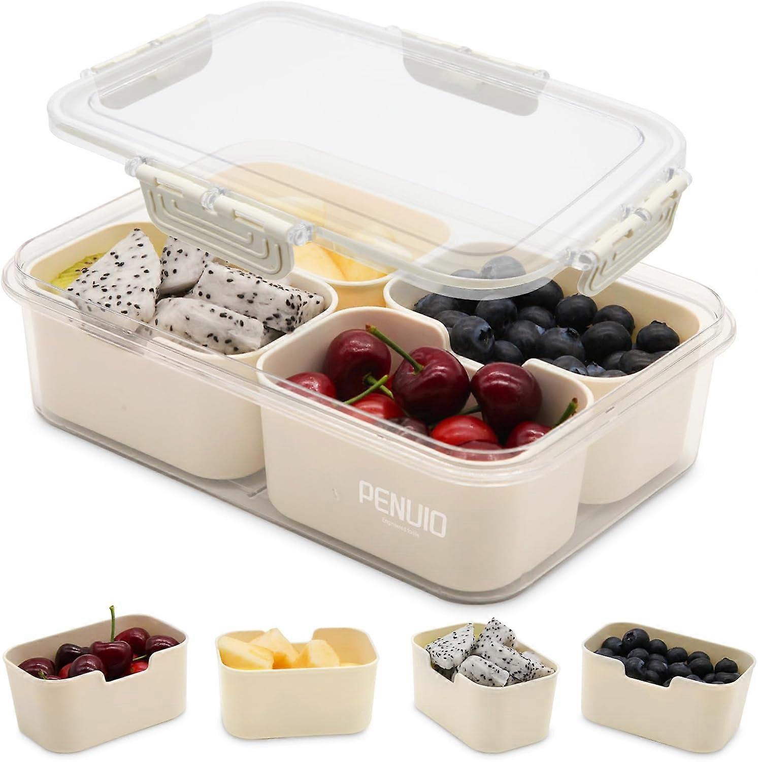 Snackle Box Container,with Lid and Handle,8 Compartment FoodContainer,Divided Serving Tray,Snack Organizer,Fruit Platter,Veggie Platter 4 Compartment 