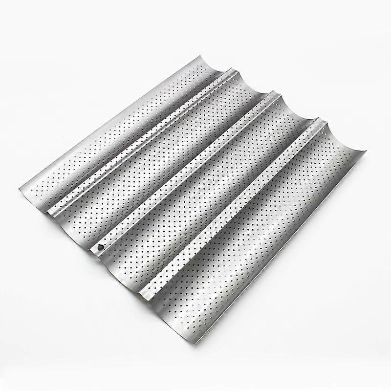 Perforated bread tray (4 slots, silver) Reversible non-stick tray for cookies and pastries
