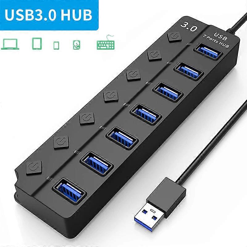 Usb 3.0 Hub, 7-port Usb Hub Splitter Data Hub