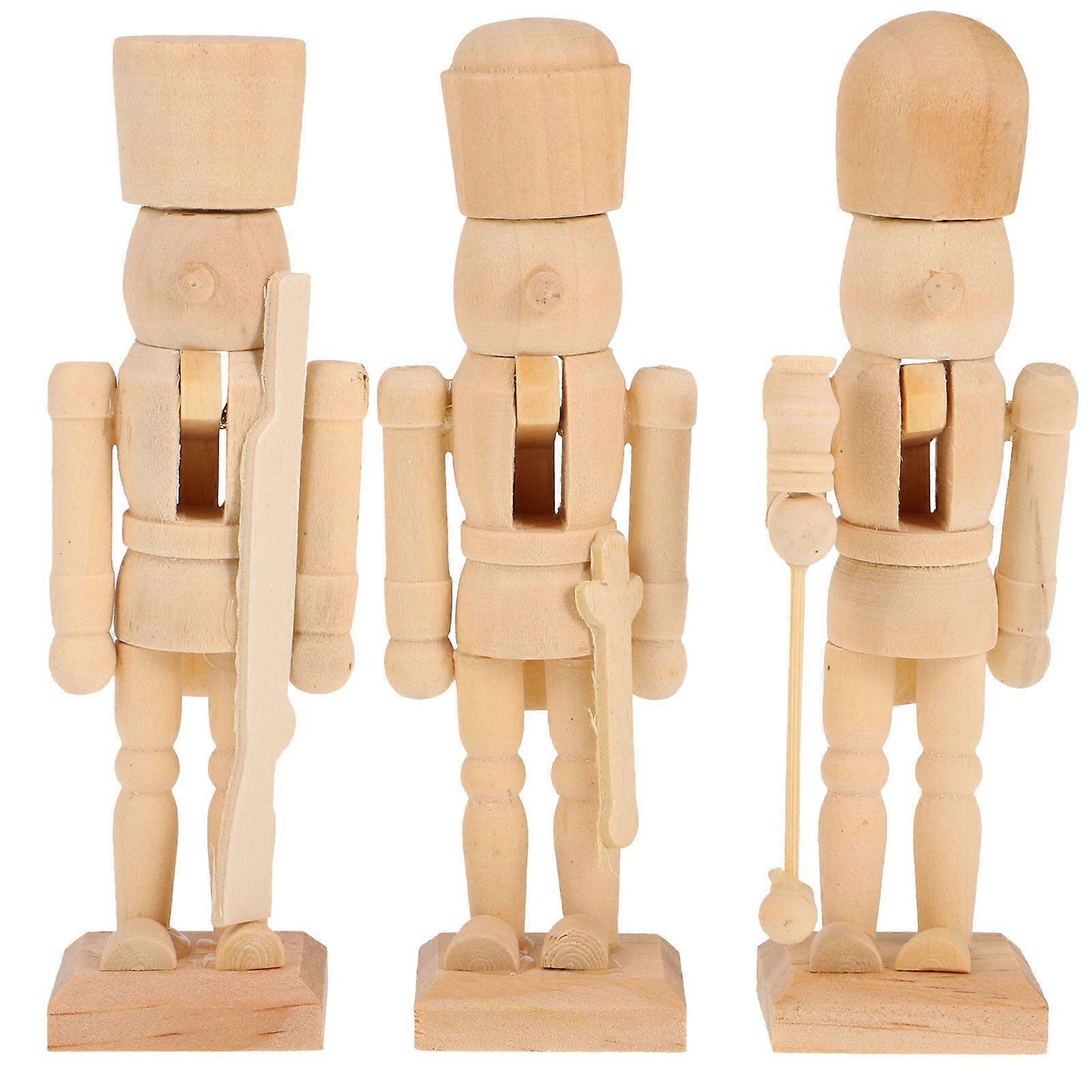 3pcs Christmas Ornaments Wooden Nutcracker Soldier Puppet (Random Pattern)