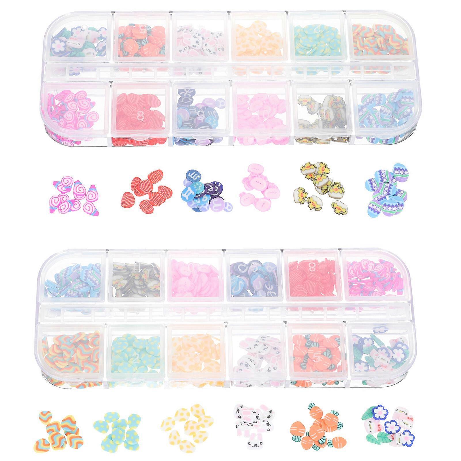 2 Boxes of Easter Elements Design Nail Art Ornament for Nail Salon DIY Using