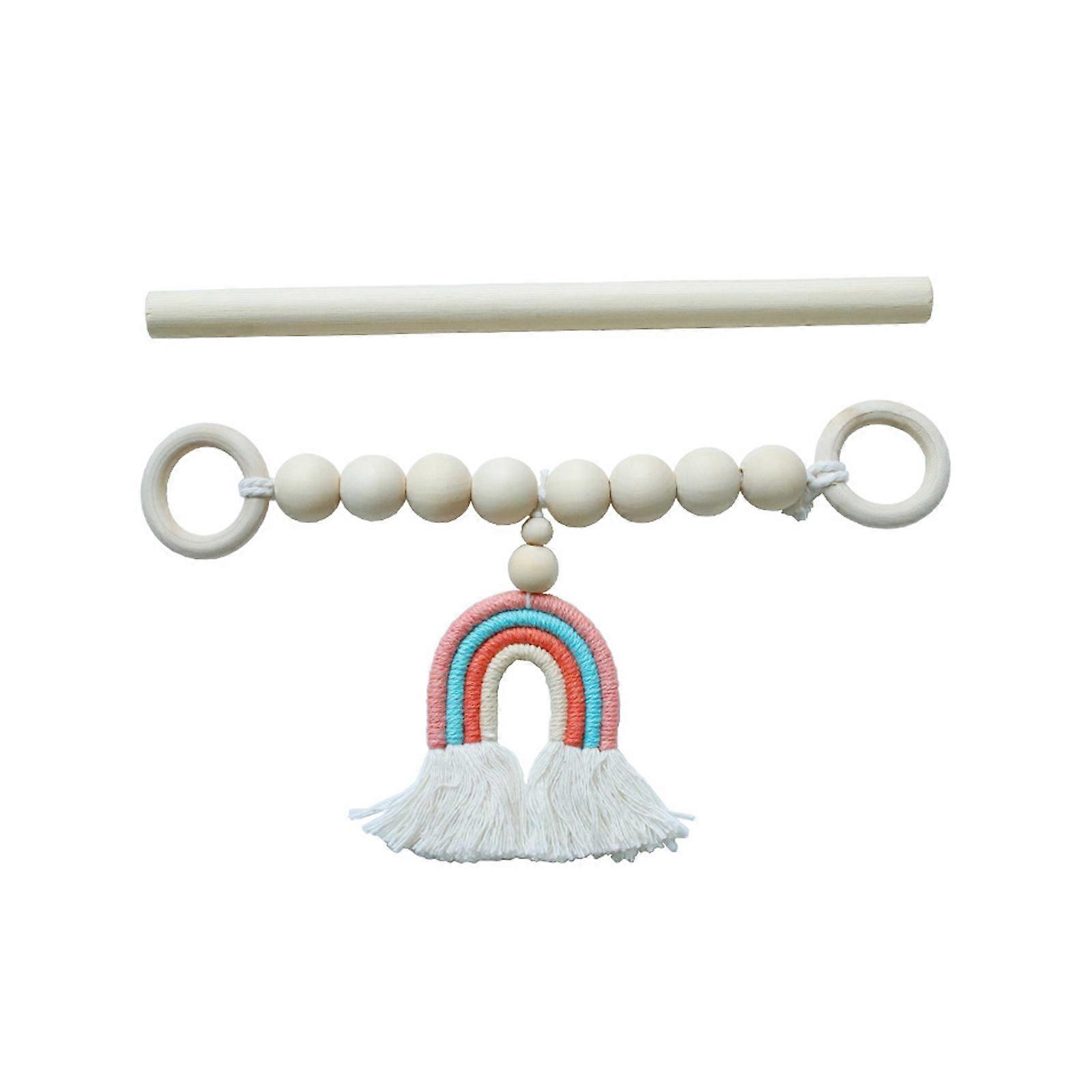 Guirlande de perles en bois ferme avec pompons, Tenture murale Home Decor