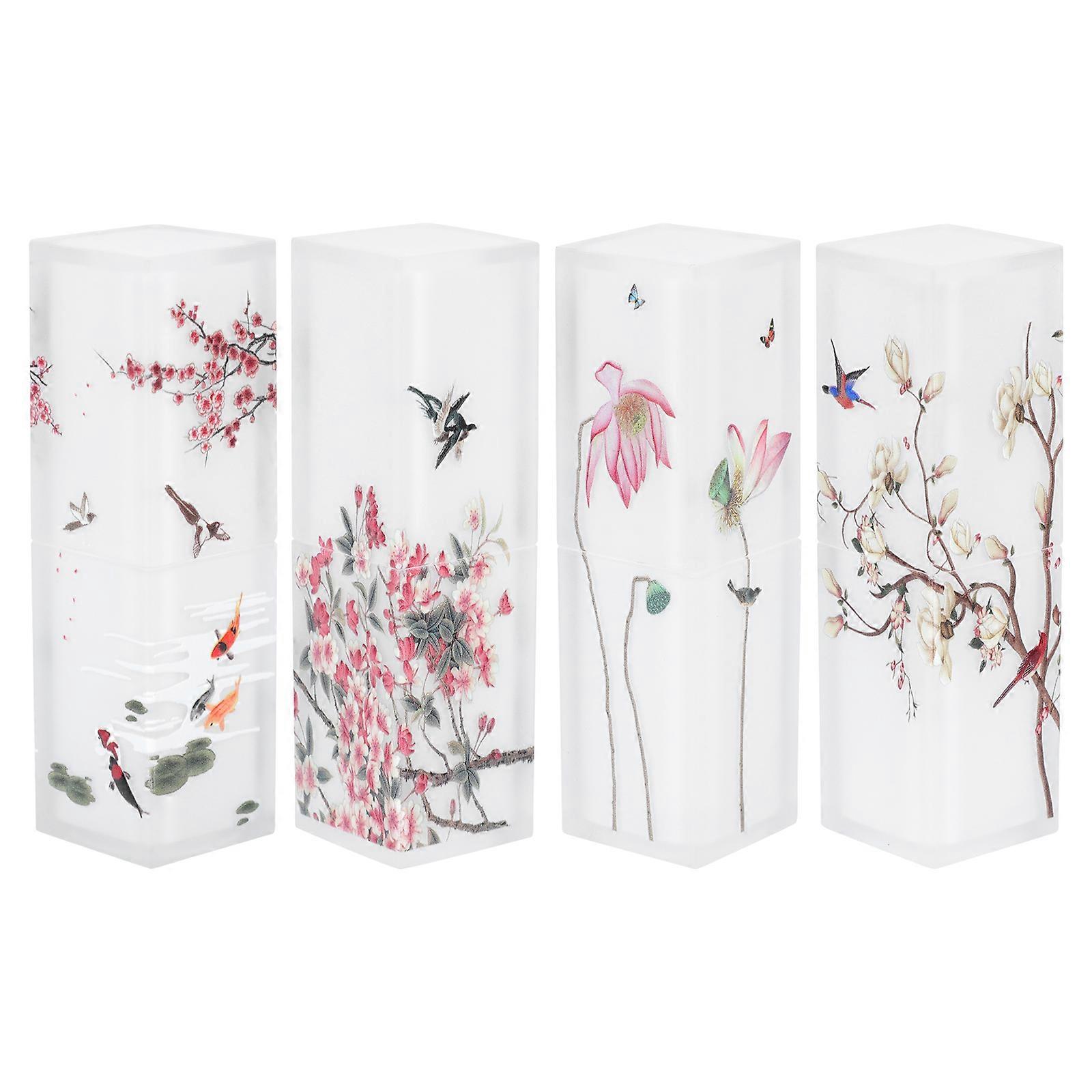 4pcs Chinese Style Lipstick Tubes Elegant Empty Lipstick Storage Containers