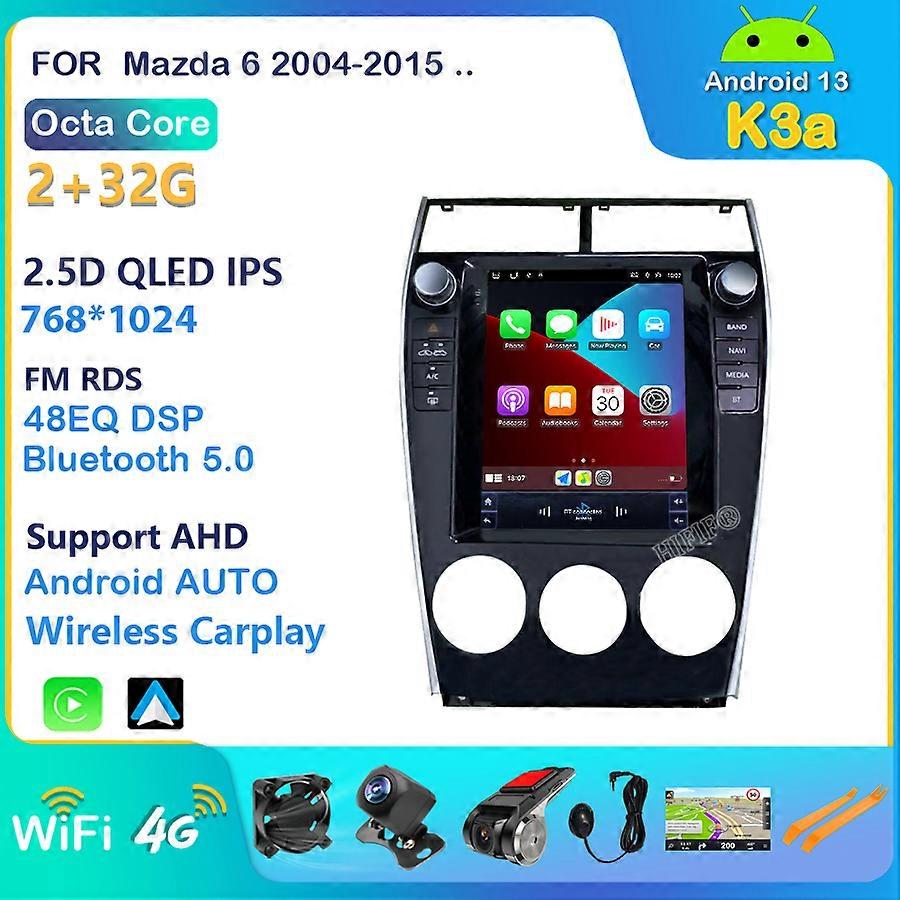 10.4" Android 13 For Mazda6 Mazda 6 Car Radio Automotivo Dvd Multimedia Player Auto GPS Navigation Stereo 4G 2004-2015