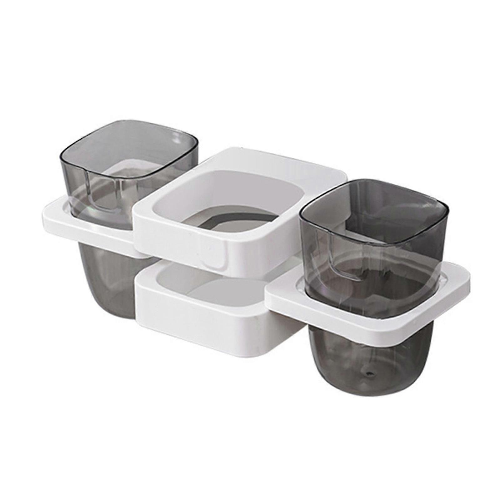 Toothbrush Holder Rack With Cup Holder Adhesive Wall-mounted Toothpaste Storage
