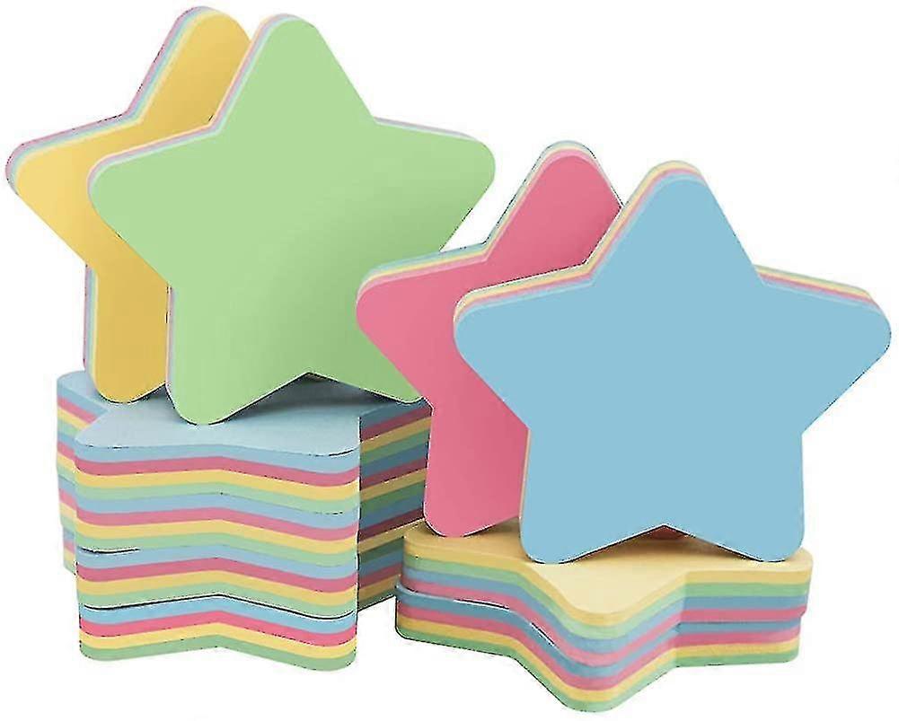 Haftnotizen in Sternform – 10 Blöcke 76 x 76 mm, selbstklebend, Post-Memo, süß, gemischte Farben