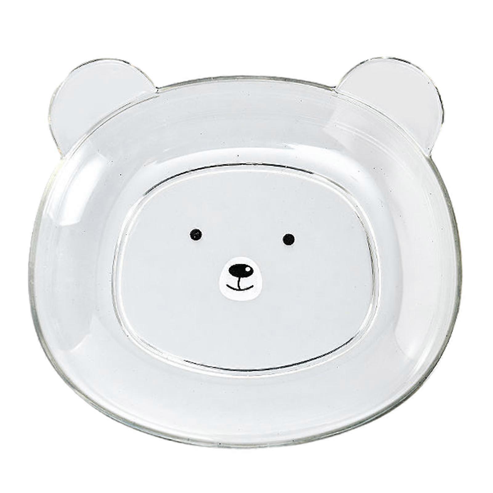 Snack Plate Cute Bear Pattern Easy to Clean Stackable Round Edges Multipurpose Plastic Space Saving Fruit Dish Kitchen Tableware
