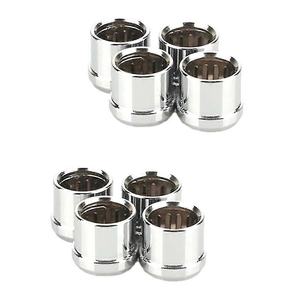 8pcs Rhodium Plated Rca Shielding Jack Socket Protect Cover, Silver