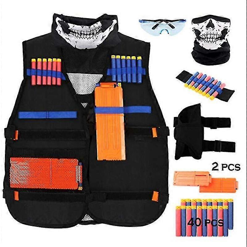 ولد جميلة الاطفال التكتيكية سترة كيت لبنادق نيرف N-سترايك سلسلة النخبة مع إعادة ملء السهام دارت الحقيبة ، إعادة تحميل كليب القناع التكتيكي المعصم الفرقة