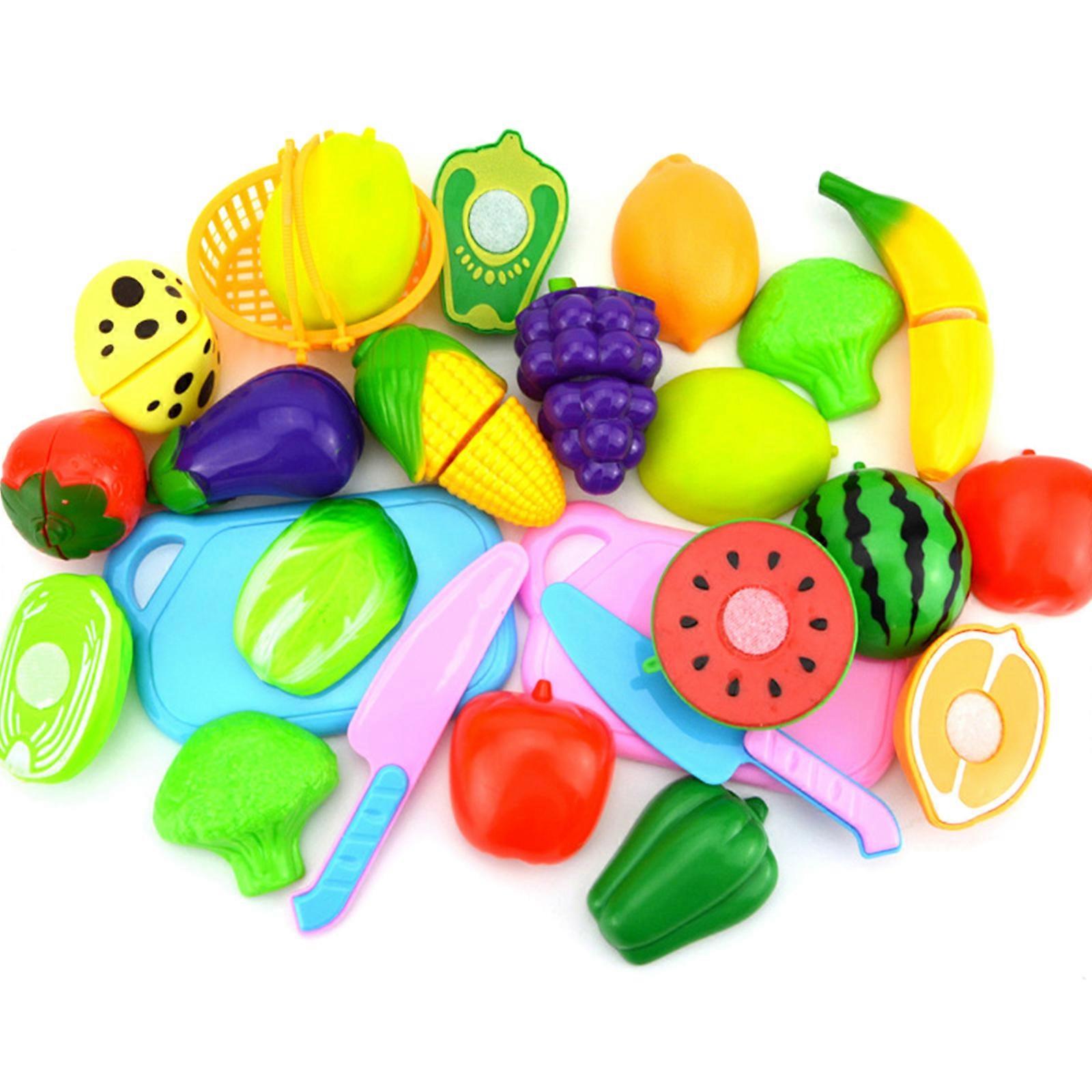 18 Pcs Vegetables Fruit Cutting for Play Toy Develop Child's Creativity Ability