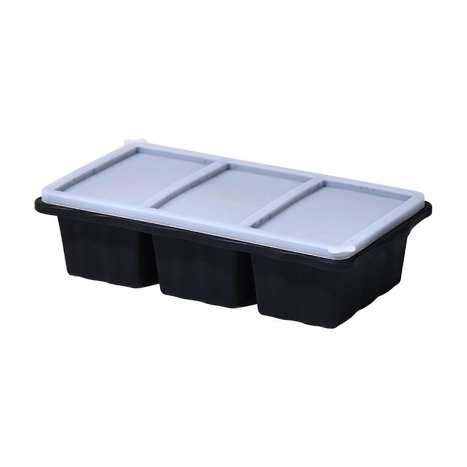 Silicone Freezer Tray with Lid 3-Compartment Silicone Freezer Mold for Soups Sauces BPA-Free Ice Cube Maker