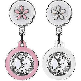 Reloj de enfermera, relojes de solapa colgantes con clip retráctil, cubierta de silicona Reloj de enfermera fob con broche