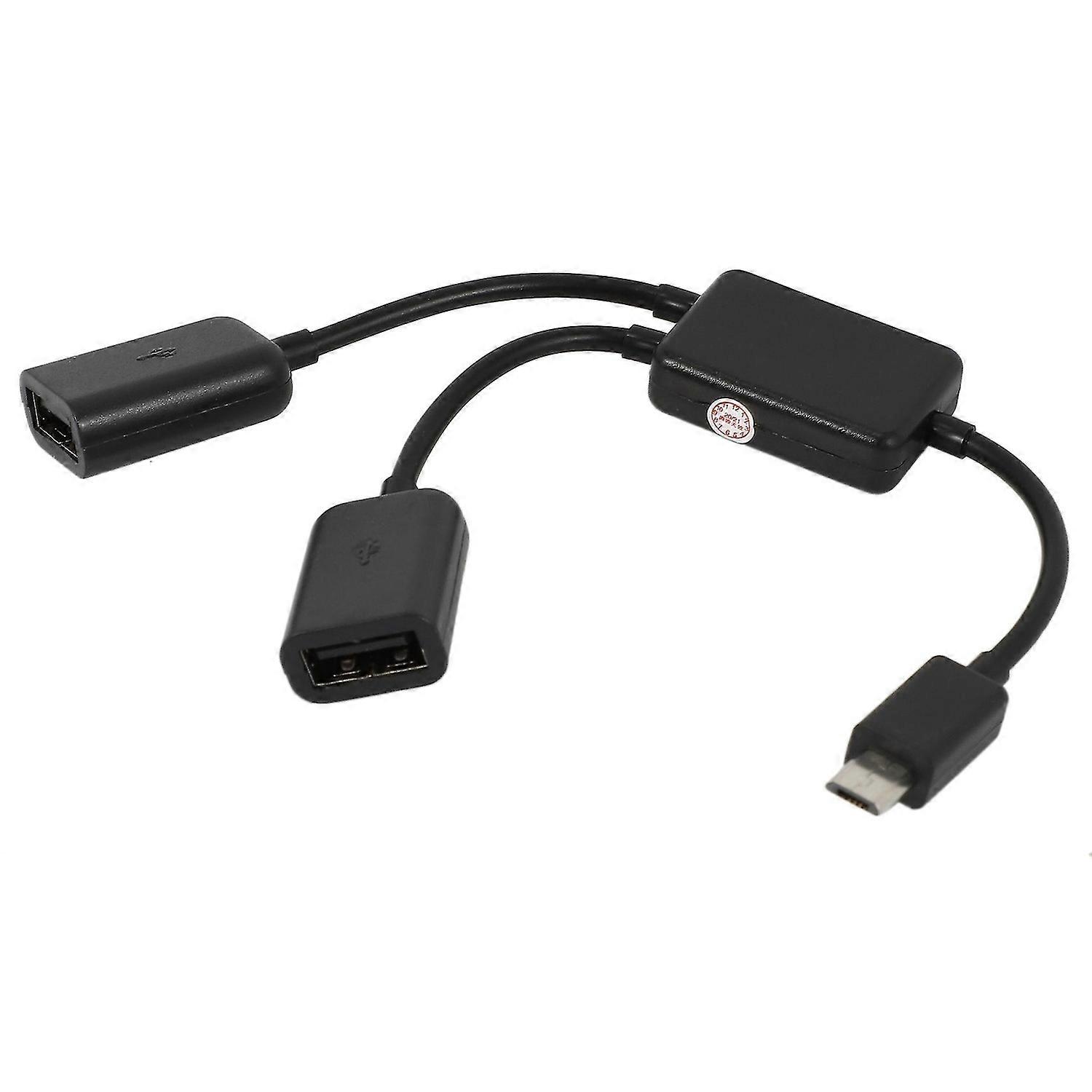 Micro-USB-värdkabel, Micro-USB-hane till 2X Typ A Dubbel USB-hona OTG-adapteromvandlare Hub för Andr